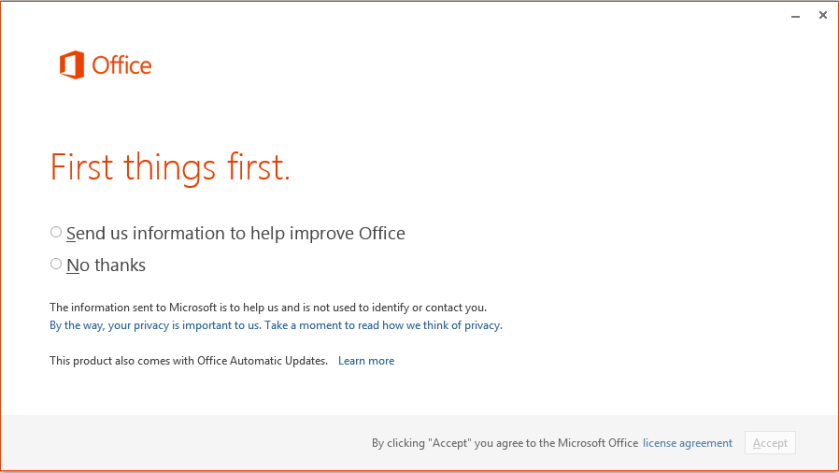 office 2013 first thing